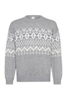 Sweater Knitted Fairisle Lindex Grey