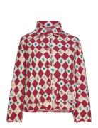 Harlequin Printed Quilted Cropped Jacket Bobo Choses Red