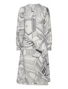 Shoulder Pleated Long Dress, 2255 C STINE GOYA Cream