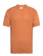 Knitted S/S O-Neck Tee Lindbergh Orange