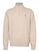 Luxury Jersey Quarter-Zip Pullover Polo Ralph Lauren Cream