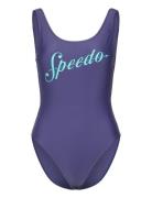 Womens Logo Deep U-Back Speedo Blue