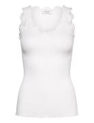 Rwbeatha Sl V-Neck Lace Top Rosemunde White