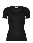 Rwbeatha Ss Regular O-Neck Lace T-S Rosemunde Black