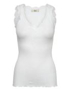 Rmwbalta Sl Regular V-Neck Top RM By Rosemunde White