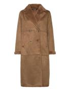 Faux-Fur & Faux-Suede Coat Lauren Ralph Lauren Brown