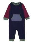 Color-Blocked Fleece Coverall Ralph Lauren Baby Navy