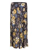 Floral Satin Charmeuse Midi Skirt Lauren Ralph Lauren Black