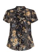 Floral Ruffle-Trim Georgette Blouse Lauren Ralph Lauren Patterned