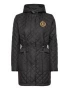 Crest-Patch Diamond-Quilted Hooded Coat Lauren Ralph Lauren Black