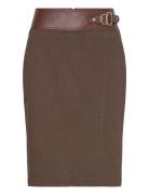 Buckle-Trim Herringb Pencil Skirt Lauren Ralph Lauren Khaki