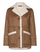 Faux-Shearling & Faux-Suede Coat Lauren Ralph Lauren Brown