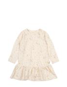 Dress L/S Gather Printed Petit Piao Cream