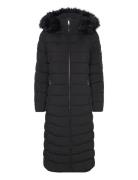 Faux-Fur-Trim Quilted Hooded Coat Lauren Ralph Lauren Black