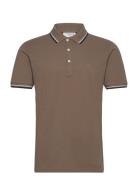 Polo Shirt With Contrast Piping Lindbergh Brown