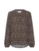 Rwelif Ls V-Neck Long Blouse Rosemunde Brown