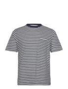 Akkikki Cot/Linen Stripe Tee Anerkjendt Navy