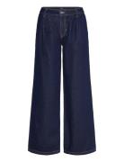 Rinse-Wash Wideleg Jeans With Pleats Mango Blue