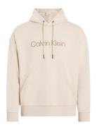 Textured Embroidery Logo Hoodie Calvin Klein Cream