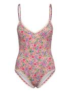 Nila V-Neck Crochet Trimmed Swimsuit Malina Pink