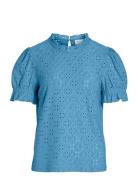Vikawa S/S Flounce Top - Noos Vila Blue