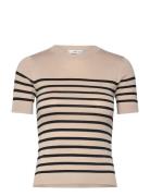 Short-Sleeved Fine-Knit Sweater Mango Beige