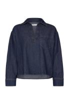 Denim Cotton Shirt Mango Navy