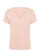 Crnaia Deep V-Neck T-Shirt Cream Pink