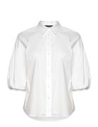 Cotton-Blend Bubble-Sleeve Shirt Lauren Ralph Lauren White