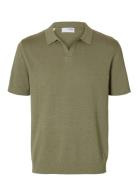 Slhmattis Ss Linen Blend Open Polo Noos Selected Homme Green