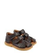 Classic Rub Sole Closed Two Velcro Pom Pom Brown