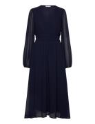 Dobby Dot Smock Midi Dress Bubbleroom Black