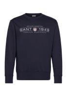 Graphic C-Neck Sweat GANT Navy