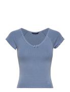 Tjw Slim Vneck Gmd Rib Ss Tommy Jeans Blue