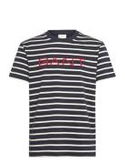 Graphic Striped Ss T-Shirt GANT Navy