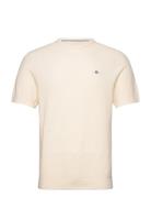 Micro Textured Cotton Ss C-Neck GANT Cream