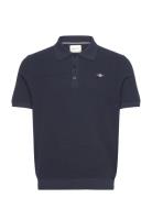 Micro Textured Cotton Ss Polo GANT Navy