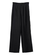 High Waist Wide-Leg Linen Pants Lexington Clothing Black