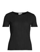 Vikassie S/S Pointelle Top - Noos Vila Black