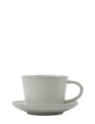 Cup W. Saucer, Pion, Grey/White House Doctor Grey