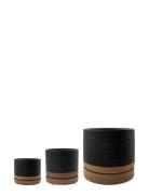 Planter W. Saucer, Astu, Black/Natural House Doctor Patterned