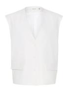 Gzizza Linen Waistcoat Gestuz White