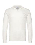 Crochet Knit L/S V-Neck Polo Lindbergh White