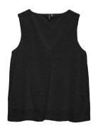 Vmh Y Lace Sl V-Neck Top Wvn Ga Vero Moda Black