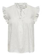 Onlreva Life S/L Emb Top Wvn Noos ONLY White
