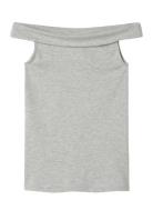 Nlfbenedicte Short Off Shoulder Top LMTD Grey