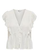 Onlrian Flonce S/S Top Wvn ONLY White
