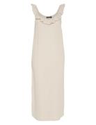 Pcsastina Sl Midi Dress Wvn Bc Pieces Beige