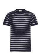 Cotton Linen Stripe Ss T-Shirt GANT Navy