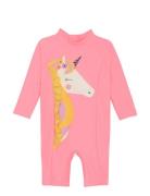 Baby Suit L/S W. Application Color Kids Pink